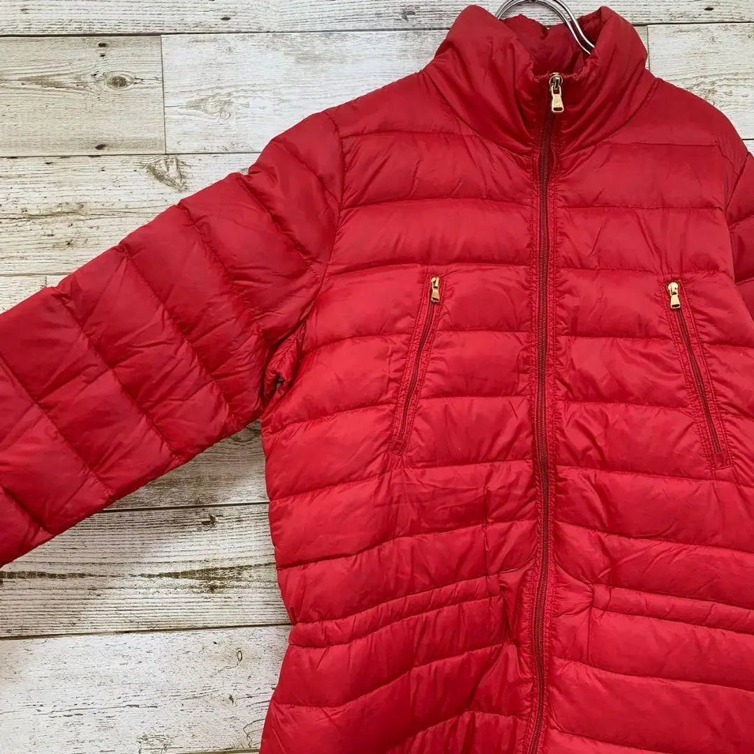 [w223] Chaqueta de plumas vintage de Ralph Lauren de EE. UU., abrigo tipo blusón con cremallera completa, color rojo