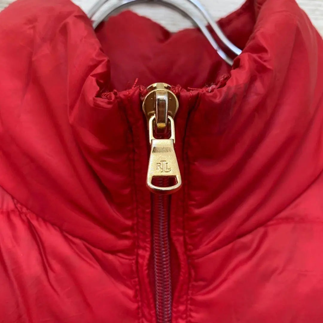 [w223] Chaqueta de plumas vintage de Ralph Lauren de EE. UU., abrigo tipo blusón con cremallera completa, color rojo