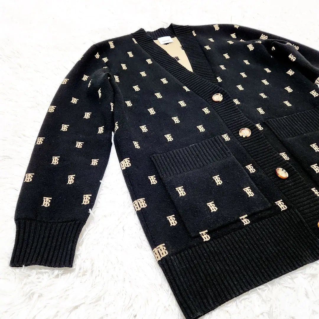 [Good condition] BURBERRY Cashmere blend TB monogram cardigan M