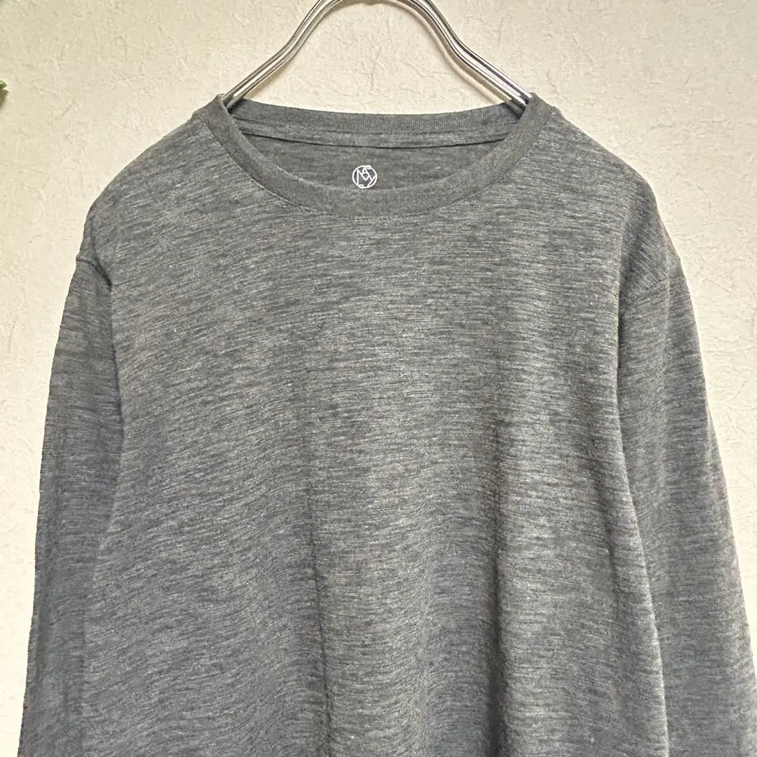 Crew neck cut and sew long sleeve shirt long T-shirt gray simple small