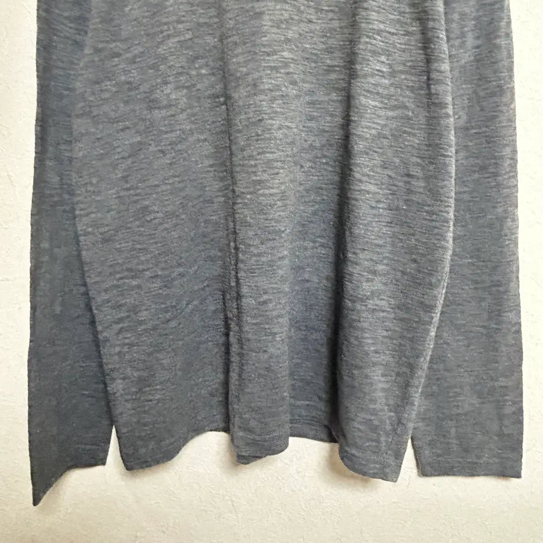 Crew neck cut and sew long sleeve shirt long T-shirt gray simple small