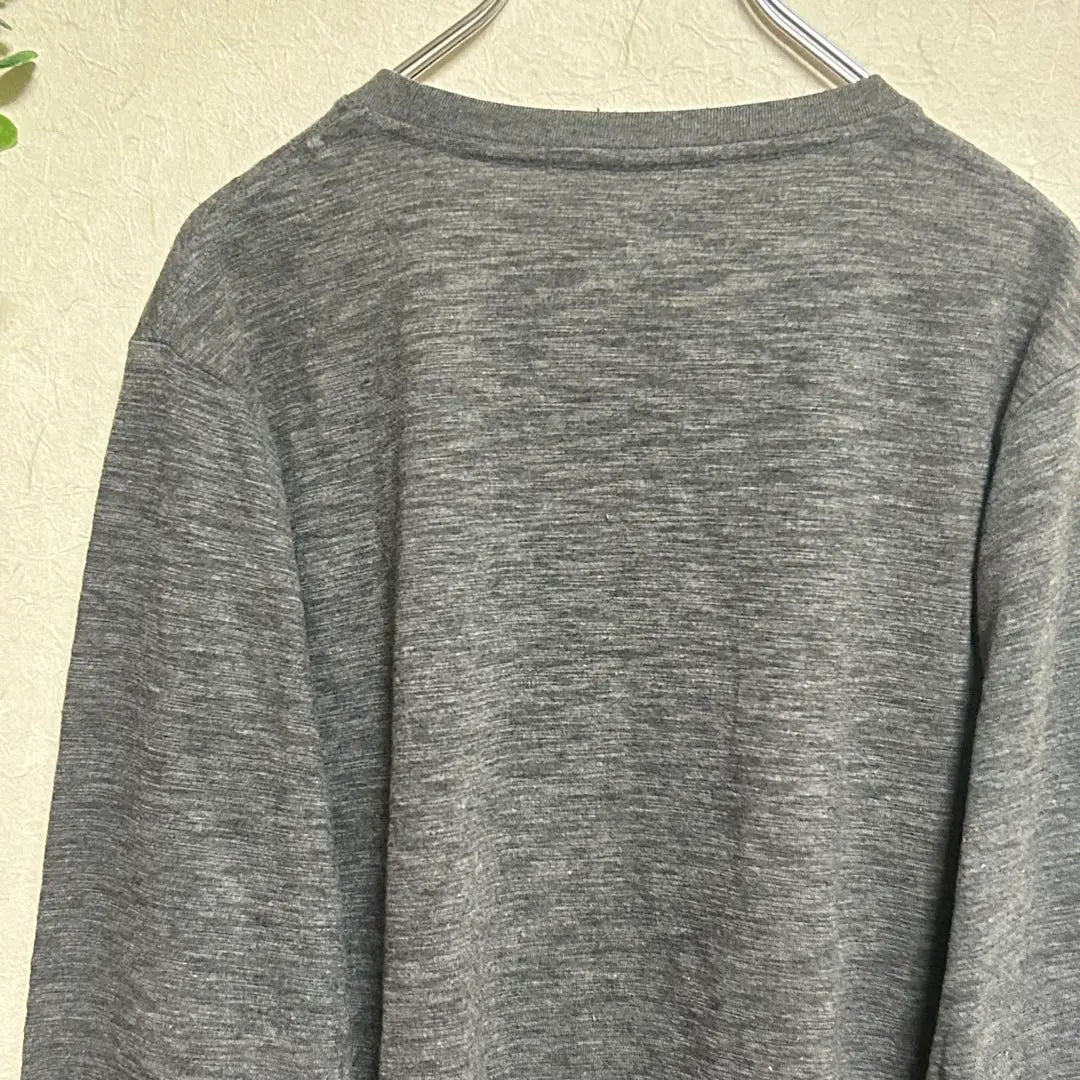 Crew neck cut and sew long sleeve shirt long T-shirt gray simple small