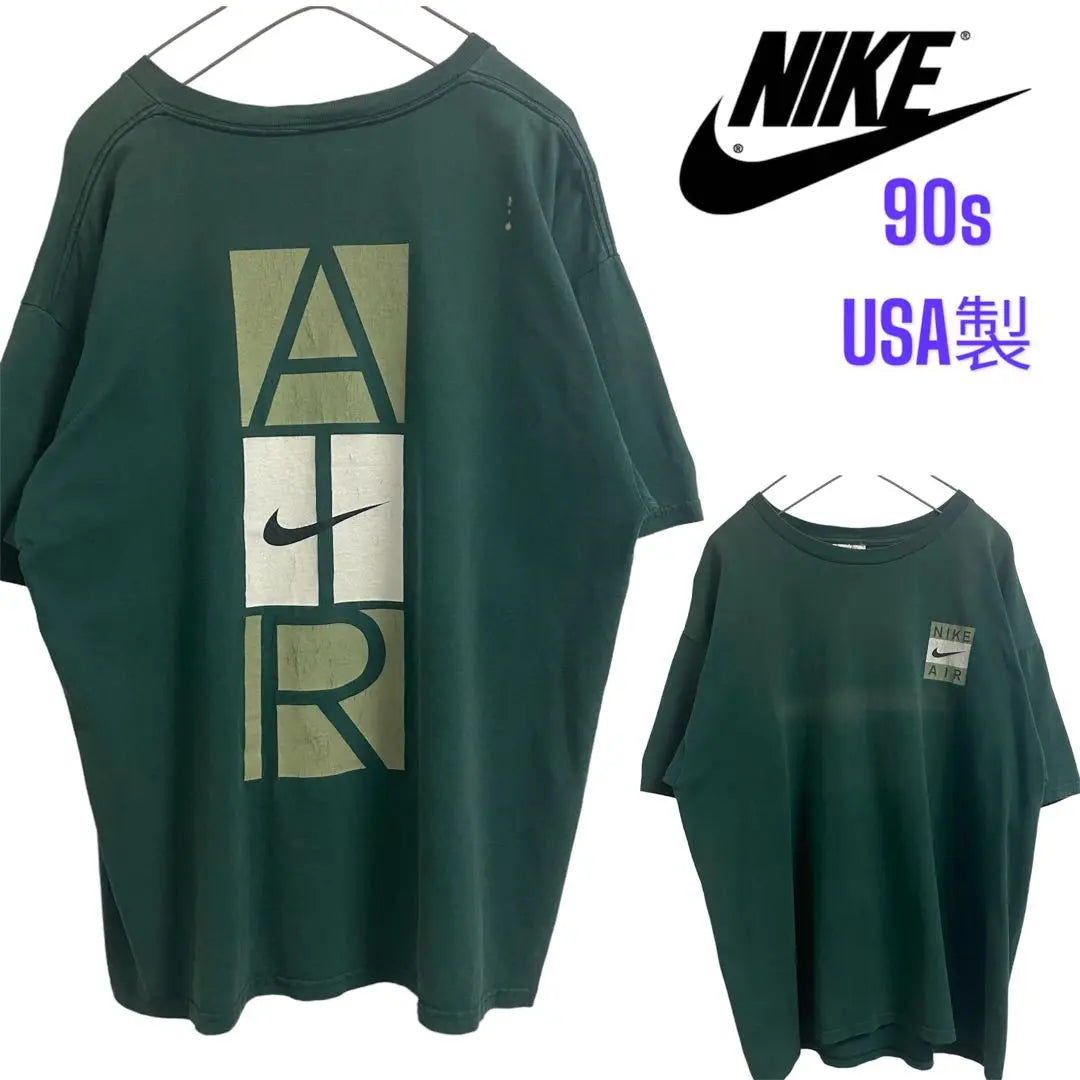 Rara camiseta Nike Air de los años 90 de EE. UU. Fade Green L | 希少 USA製 90s NIKE AIR Tシャツ フェード グリーン L