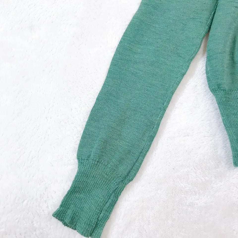 [Zucca] V-neck thin cardigan with front opening, green, long sleeves