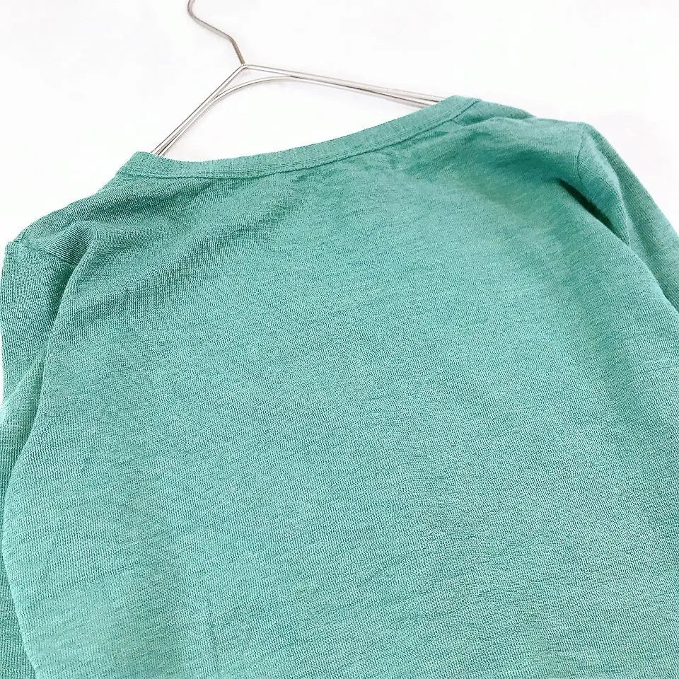 [Zucca] V-neck thin cardigan with front opening, green, long sleeves