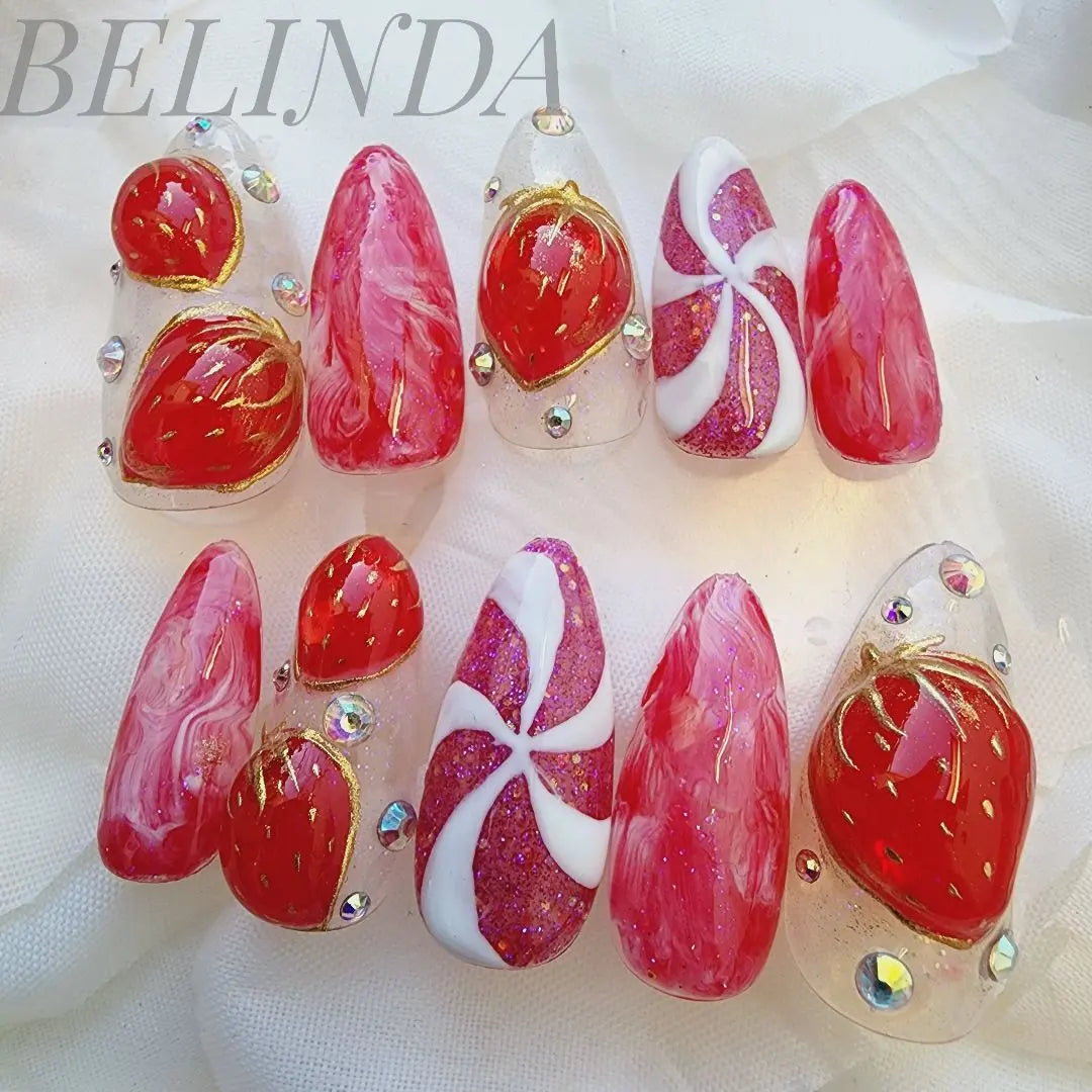 Strawberry Fruit Candy Valentine's Day Mass Production Nail Tip