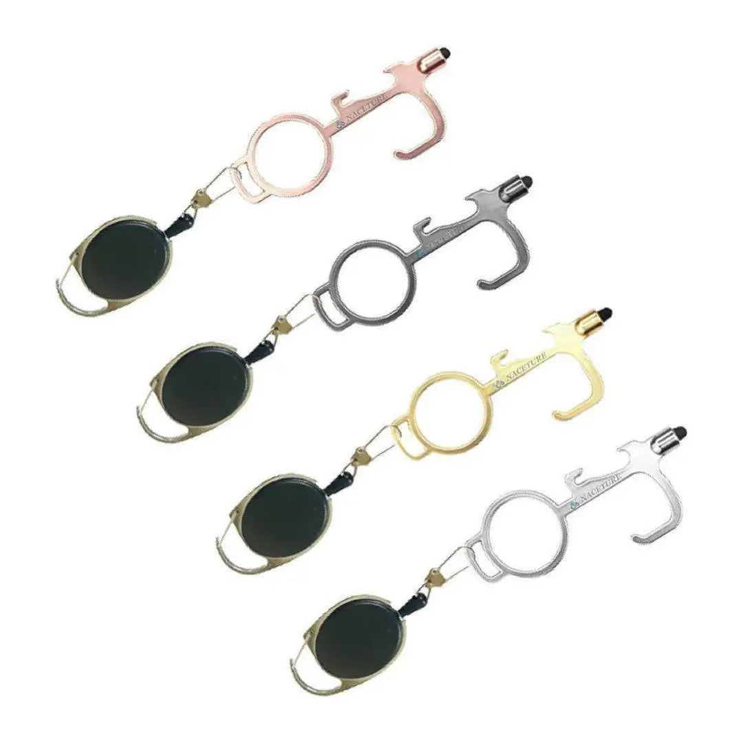 ✿No Touch Door Opener Non-Contact Door Opener Two Retractable Keychain 4pcs