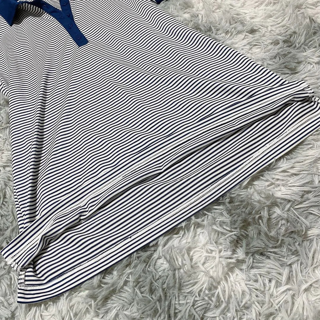 [NIKE] Polo shirt Golf wear (M) Blue striped women's short sleeve sports