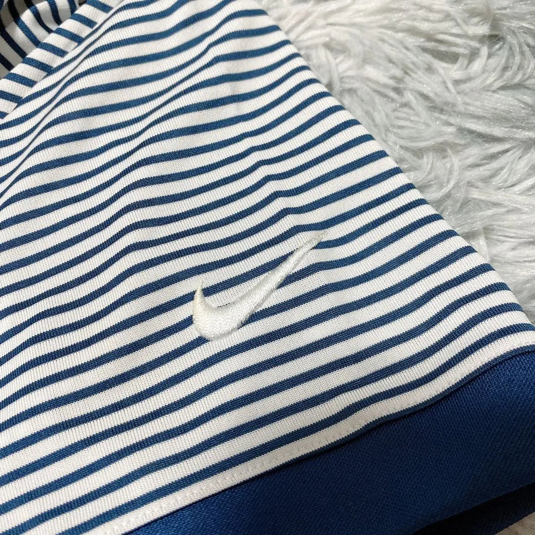 [NIKE] Polo shirt Golf wear (M) Blue striped women's short sleeve sports