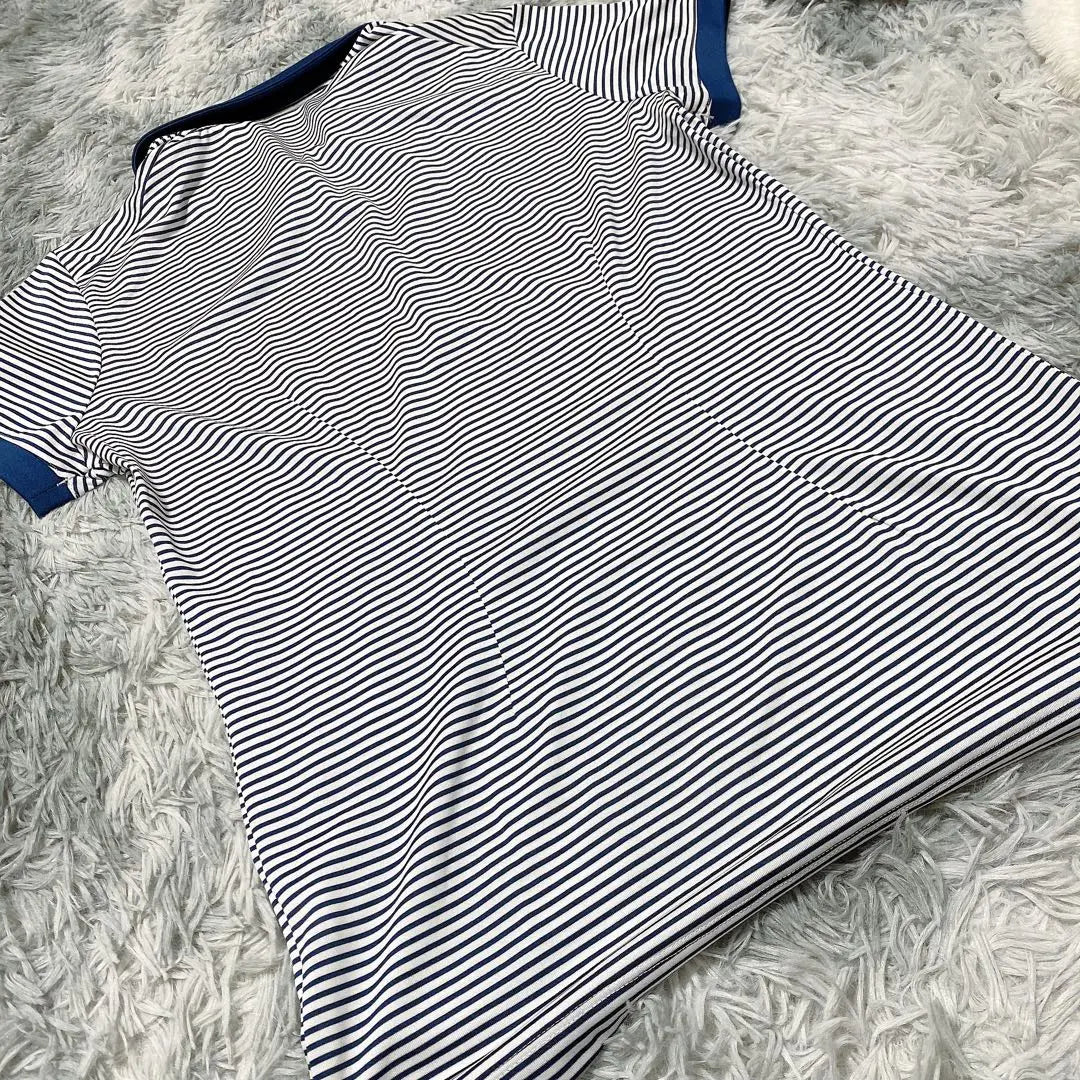 [NIKE] Polo shirt Golf wear (M) Blue striped women's short sleeve sports