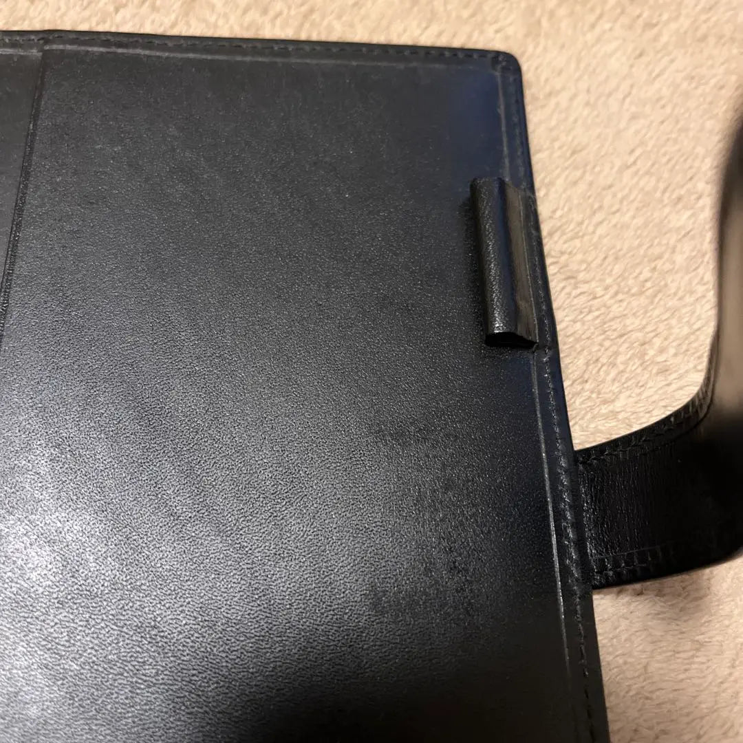 Cuaderno bíblico con bridas y bolsa Tsuchiya poco común, exterior negro ✕ interior negro