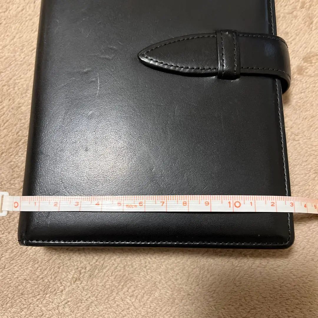 Cuaderno bíblico con bridas y bolsa Tsuchiya poco común, exterior negro ✕ interior negro