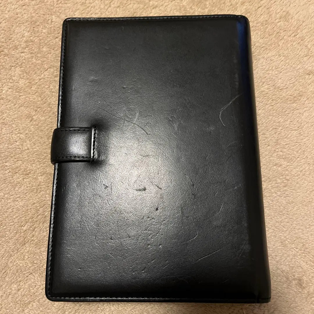 Cuaderno bíblico con bridas y bolsa Tsuchiya poco común, exterior negro ✕ interior negro