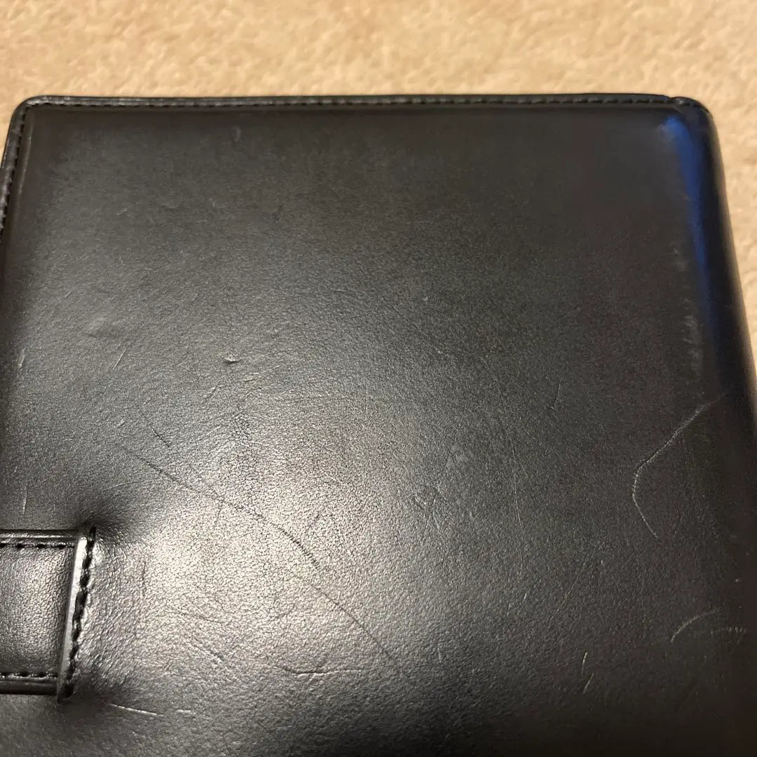 Cuaderno bíblico con bridas y bolsa Tsuchiya poco común, exterior negro ✕ interior negro