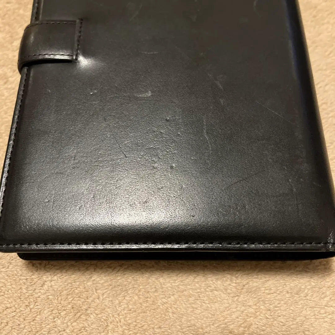 Cuaderno bíblico con bridas y bolsa Tsuchiya poco común, exterior negro ✕ interior negro