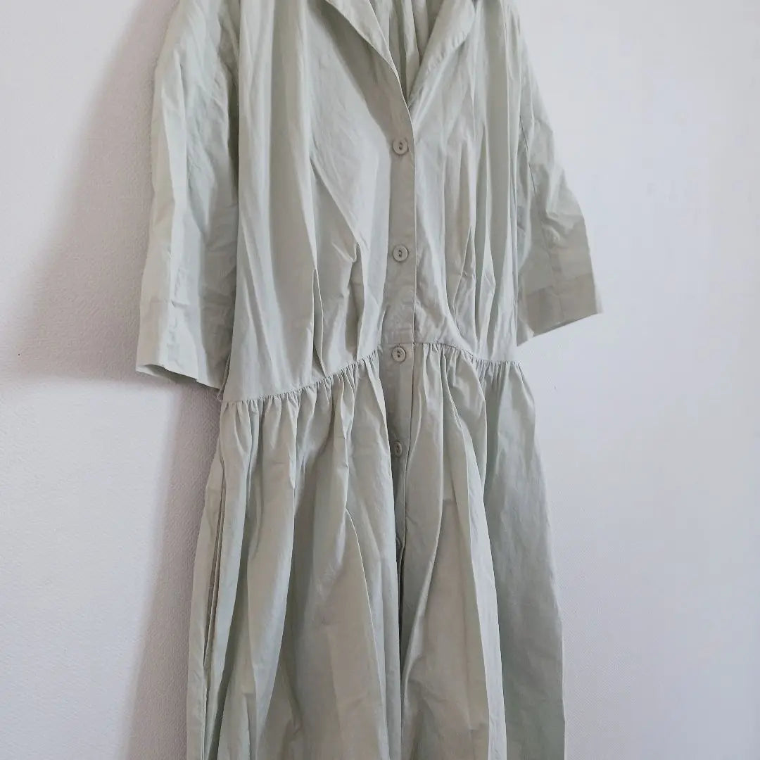 [ne Quittez pas] Short sleeve long shirt dress, loose silhouette