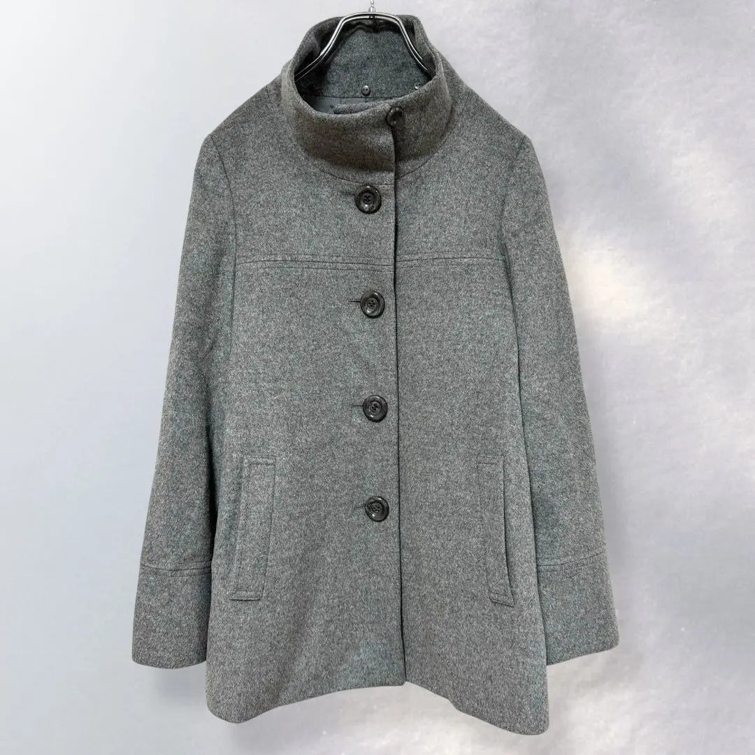 m376》Indivi stand collar coat wool cashmere blend outerwear 38