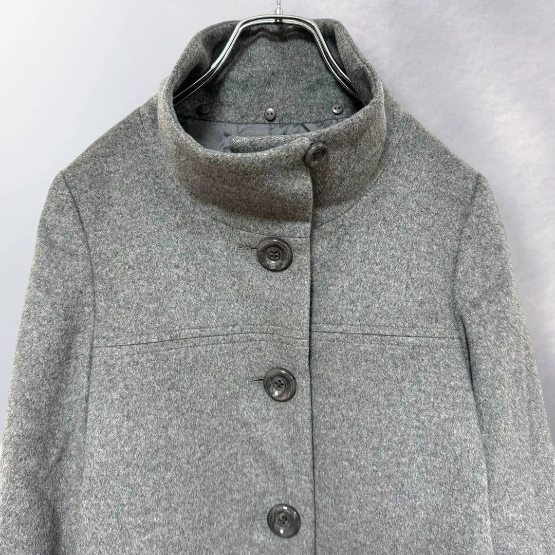 m376》Indivi stand collar coat wool cashmere blend outerwear 38