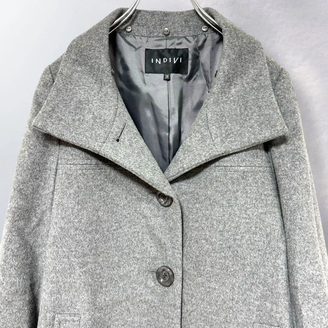 m376》Indivi stand collar coat wool cashmere blend outerwear 38