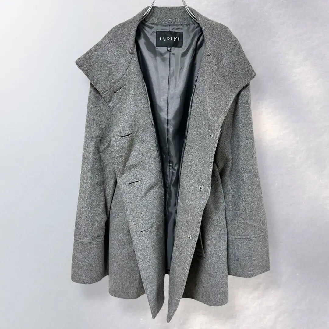 m376》Indivi stand collar coat wool cashmere blend outerwear 38