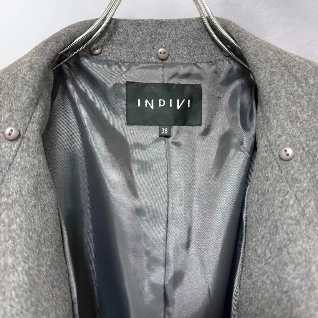 m376》Indivi stand collar coat wool cashmere blend outerwear 38