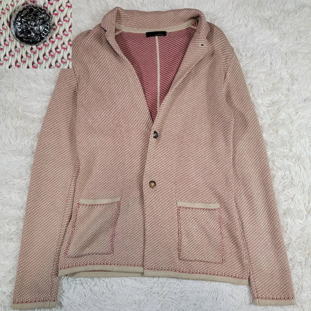 Beautiful condition LARDINI tweed jacket shell button silver button spring summer autumn red S