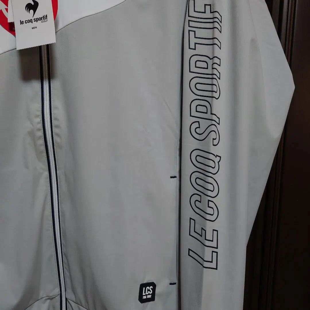 Lecoq: Men's: Water repellent, windproof, stretch long sleeve full zip hoodie: L size: White GR