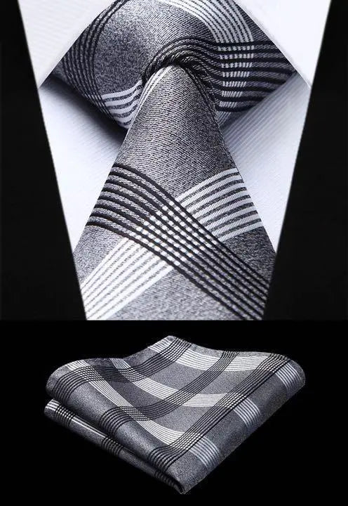 [Set de 2] Corbata estampada, corbata de jefe, corbata gris