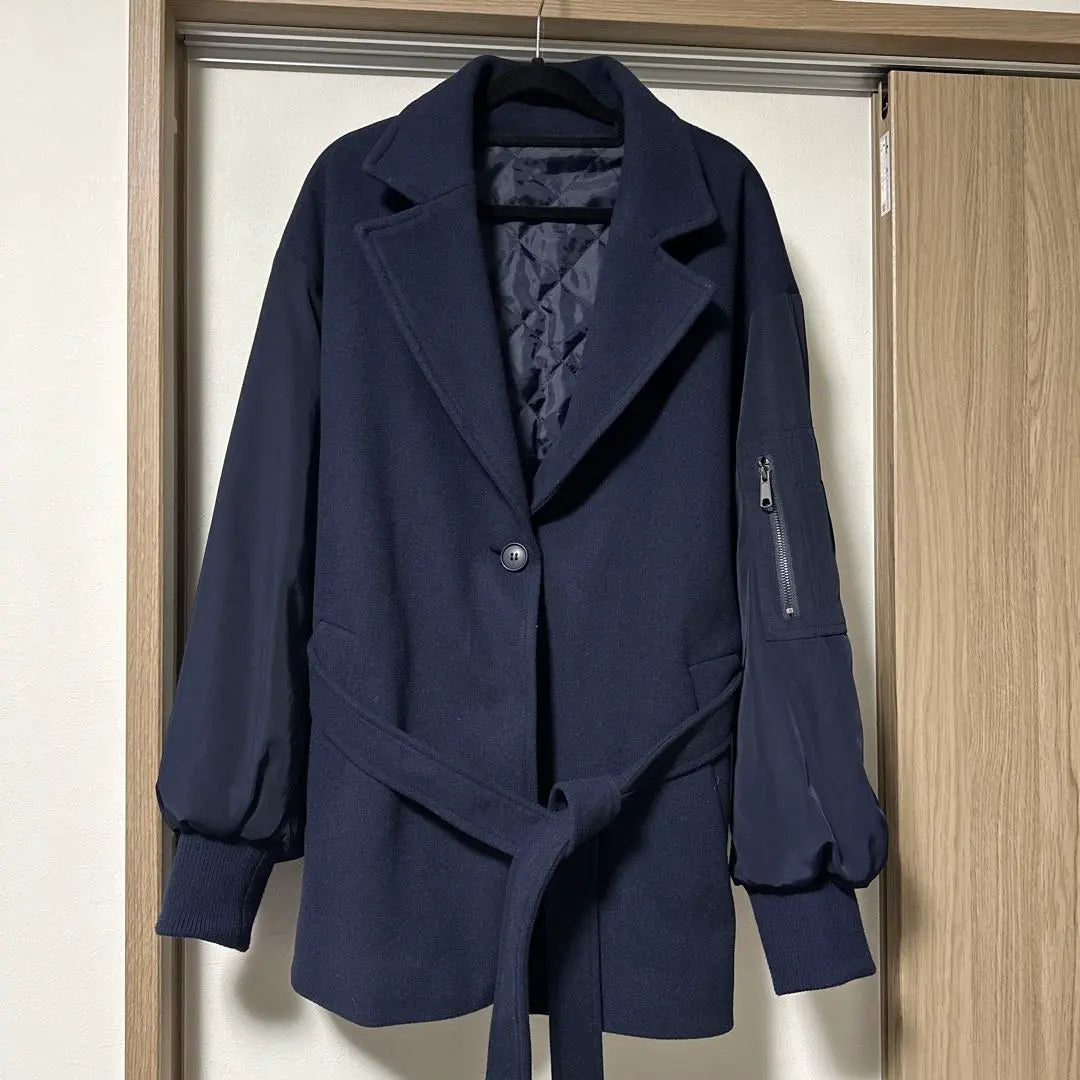 Yamadaya Metries Navy Chester Coat with Belt