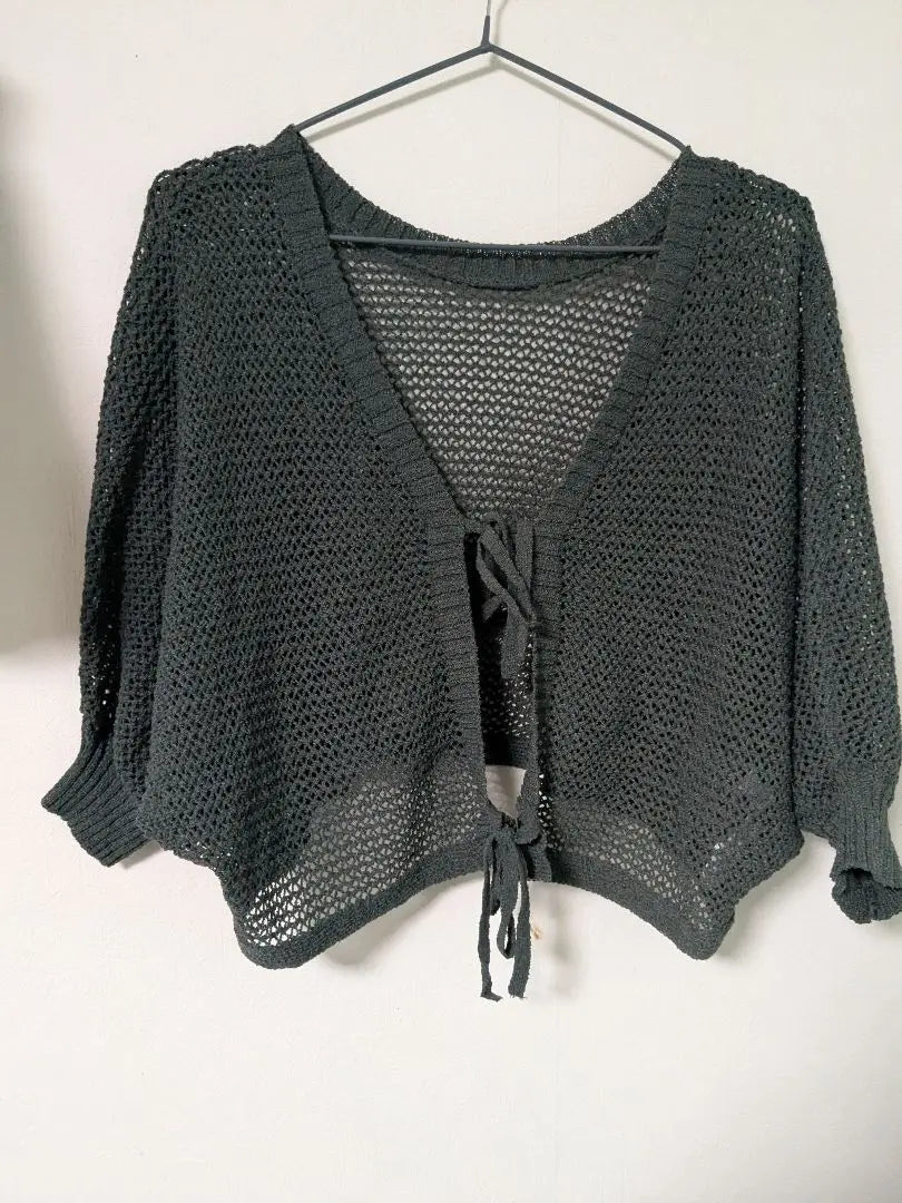 Dark gray loose fit cardigan 2-way with camisole