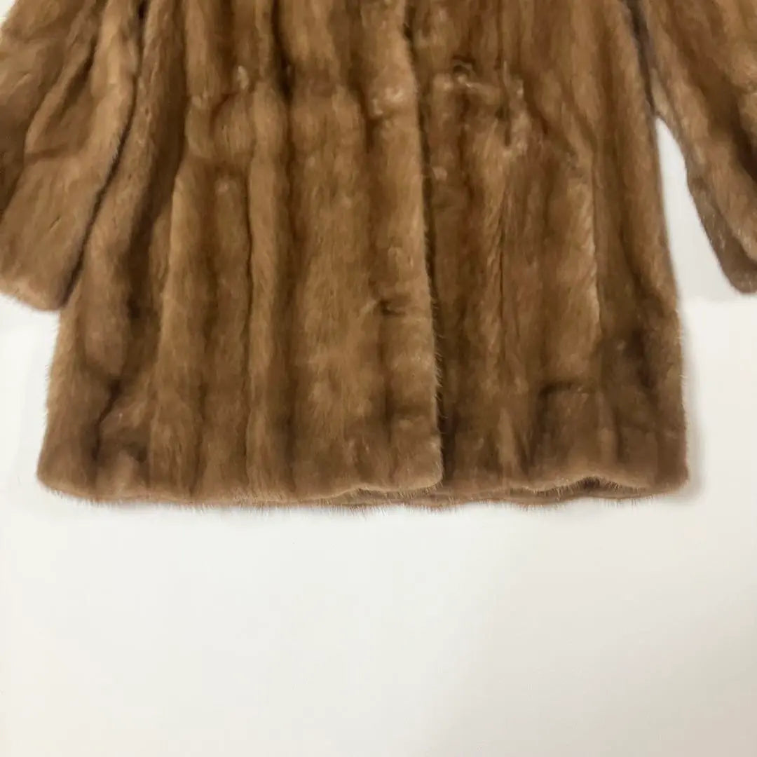 ✨ Fur @ Moon Bat Mink Court Demi Buff Mink Brown Ladies 9 | ✨毛皮✨ムーンバット　ミンクコート　デミバフミンク　ブラウン　レディース　９号