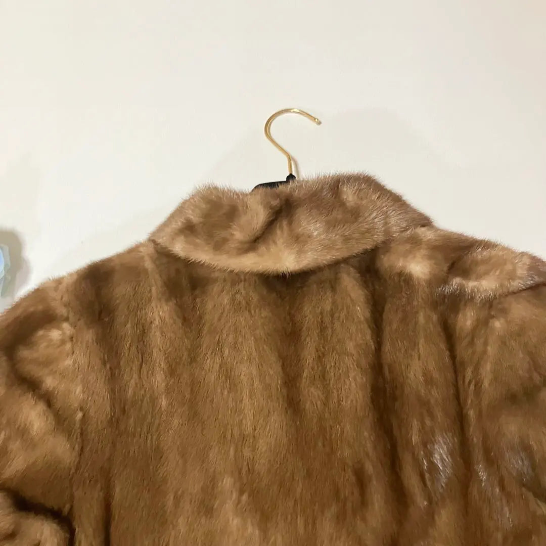 ✨ Fur @ Moon Bat Mink Court Demi Buff Mink Brown Ladies 9 | ✨毛皮✨ムーンバット　ミンクコート　デミバフミンク　ブラウン　レディース　９号