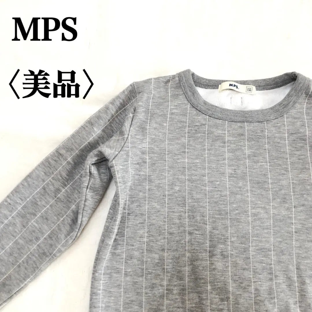 [Beautiful goods] Mpys Pinst Ripe Trainer Back Brush Type Hem Frircia ☆ | 【美品】エムピーエス　ピンストライプトレーナー　裏起毛タイプ　裾フリルシアー☆