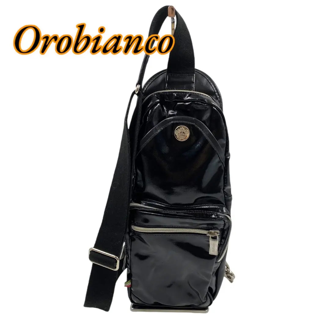 Bolso de mano Orobianco, bolso de hombro negro esmaltado