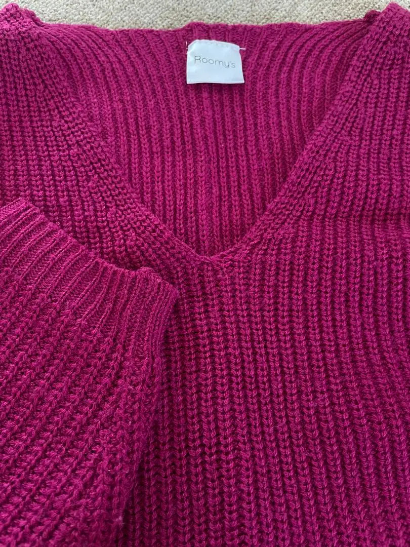 Roomy's Berry Pink Low Gauge V-Neck Knit