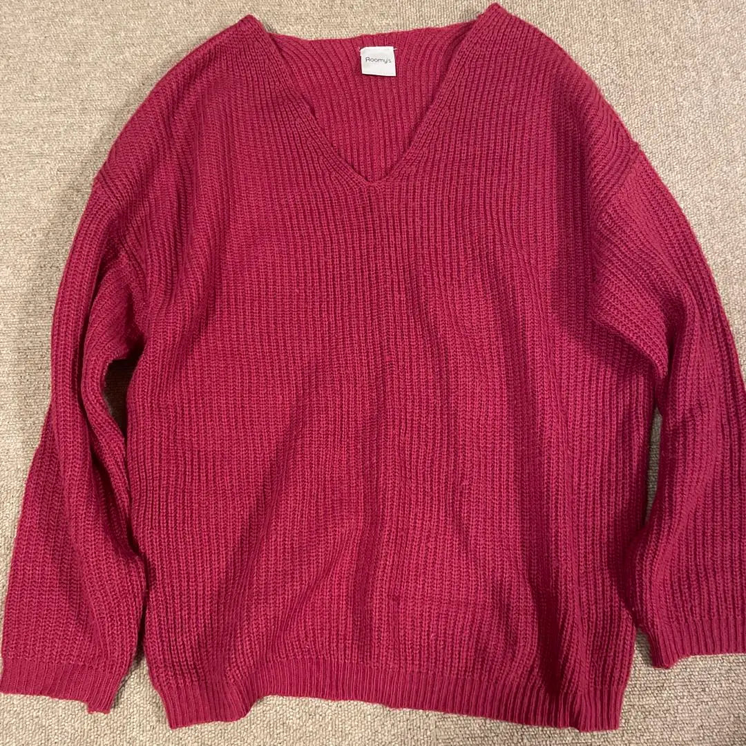 Roomy's Berry Pink Low Gauge V-Neck Knit