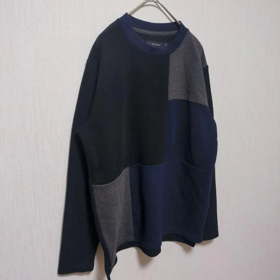 1176 [Lazy Blue] Men's Sweater Long Sleeve M Patchwork Trainer