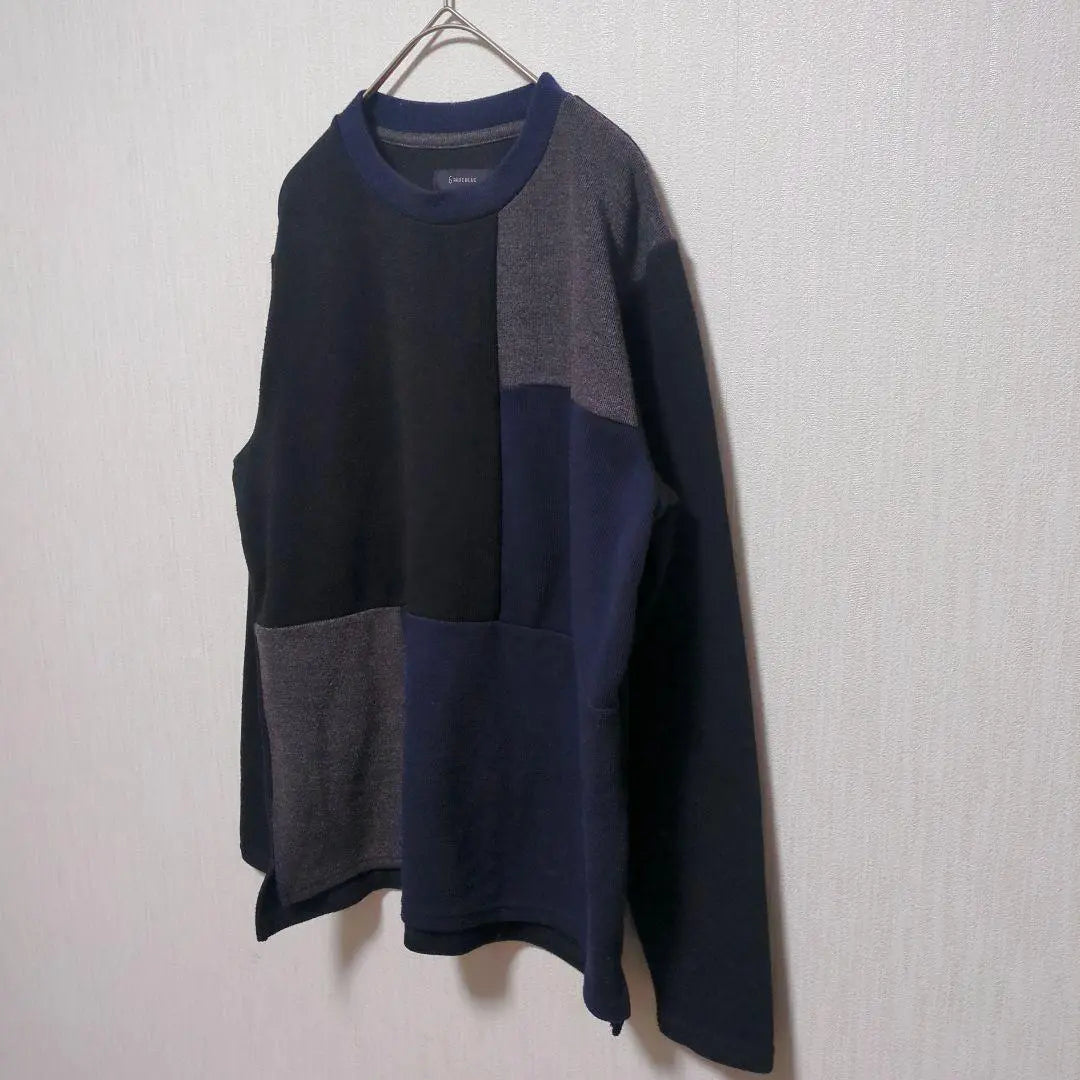 1176 [Lazy Blue] Men's Sweater Long Sleeve M Patchwork Trainer