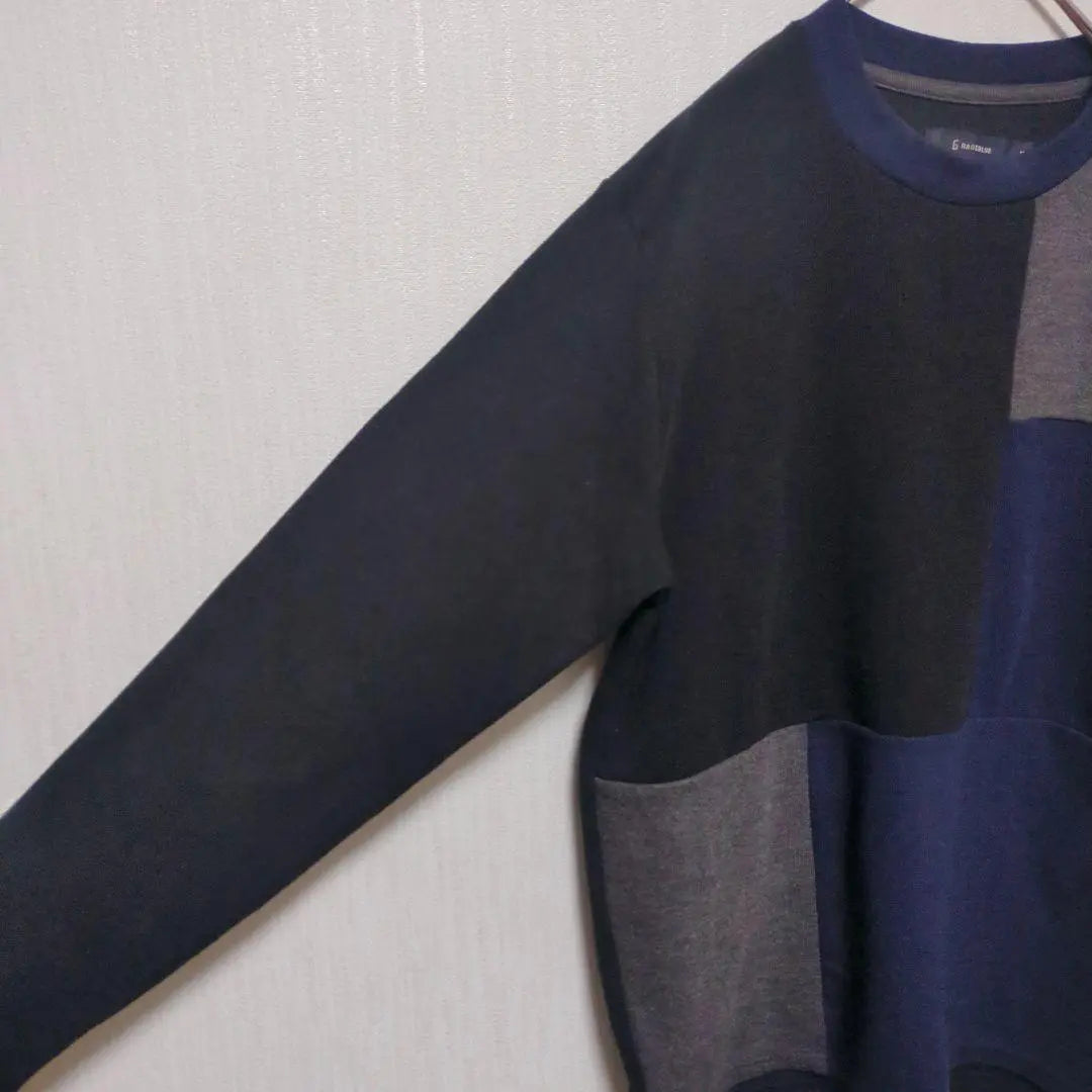 1176 [Lazy Blue] Men's Sweater Long Sleeve M Patchwork Trainer