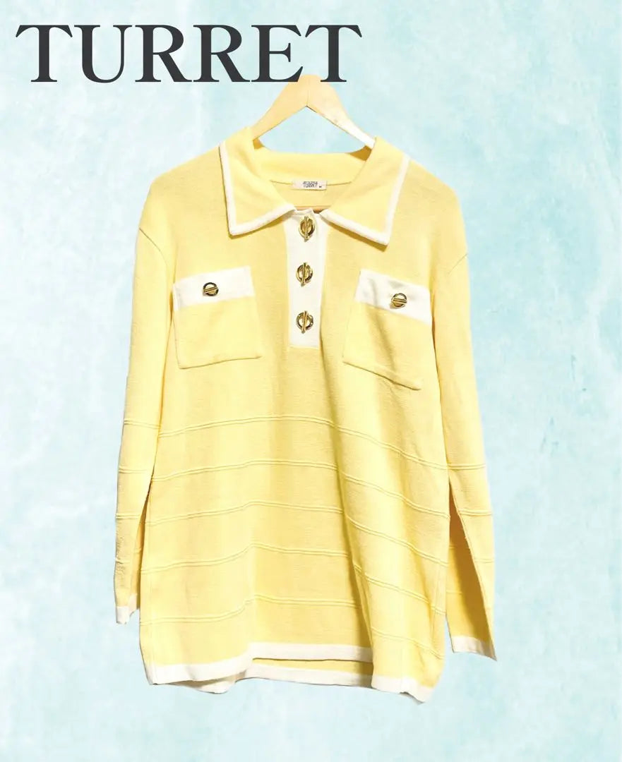 [Vintage✧*] TURRET Yellow Buttoned Big Polo Shirt Long Sleeve | 【ヴィンテージ✧*】TURRET イエロー ボタン付きビック ポロシャツ 長袖