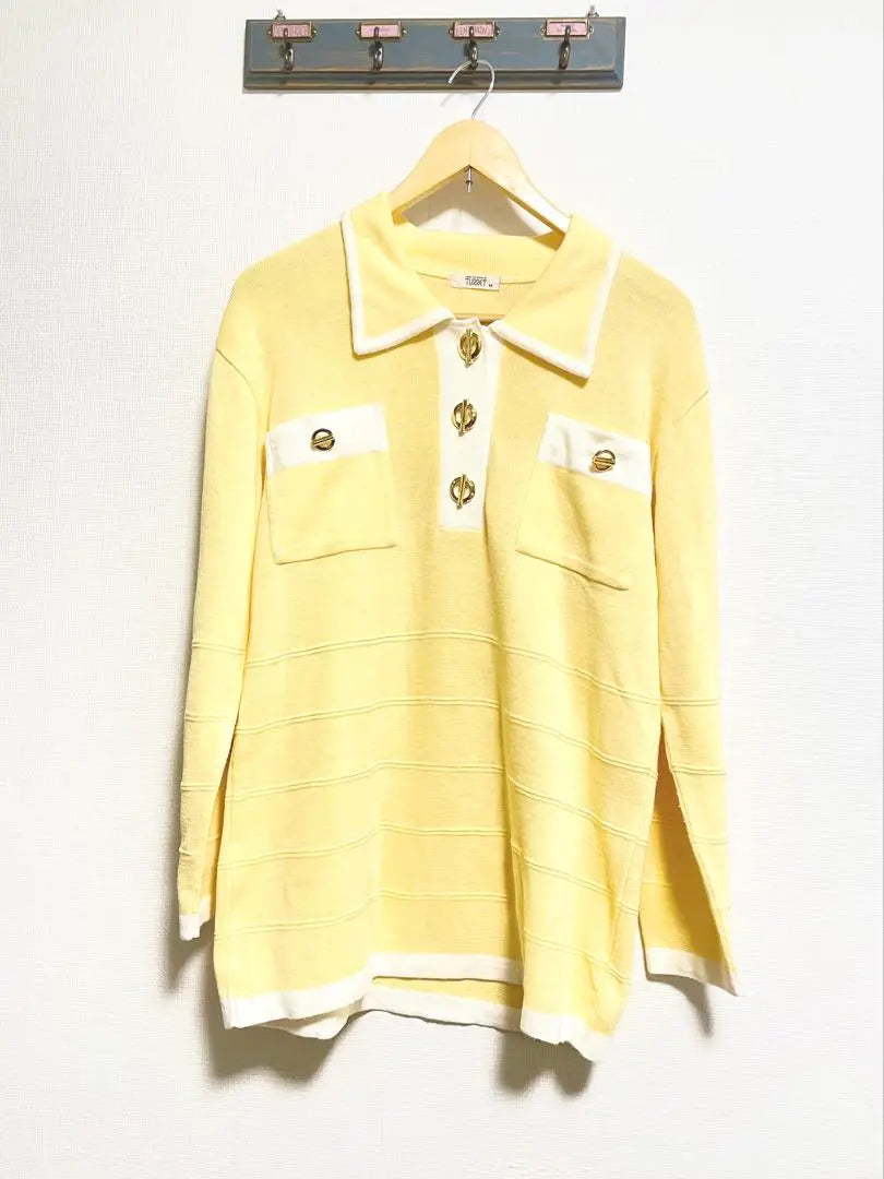 [Vintage✧*] TURRET Polo Grande Abotonado Manga Larga Amarillo | 【ヴィンテージ✧*】TORRETA イエロー ボタン付きビック ポロシャツ 長袖