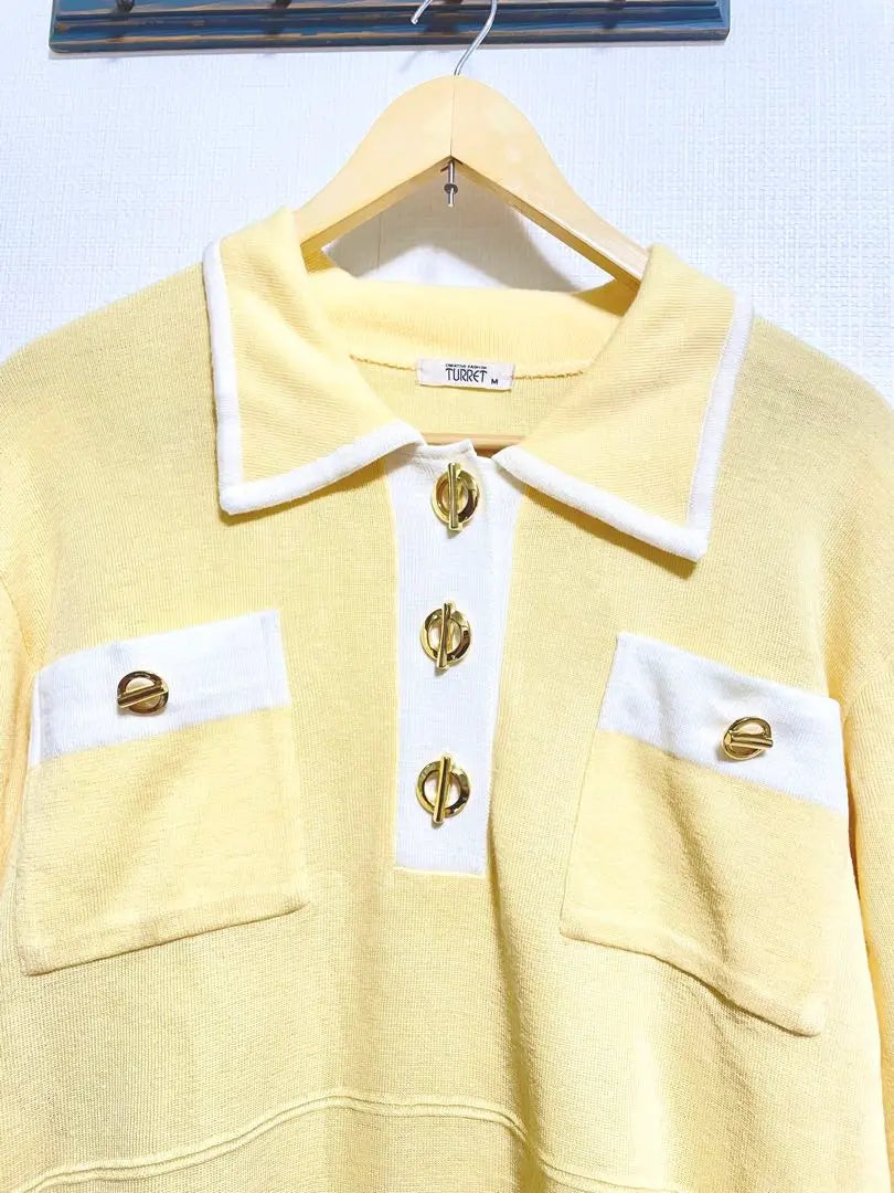 [Vintage✧*] TURRET Polo Grande Abotonado Manga Larga Amarillo | 【ヴィンテージ✧*】TORRETA イエロー ボタン付きビック ポロシャツ 長袖