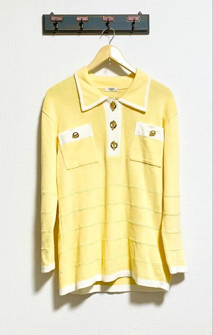 [Vintage✧*] TURRET Polo Grande Abotonado Manga Larga Amarillo | 【ヴィンテージ✧*】TORRETA イエロー ボタン付きビック ポロシャツ 長袖