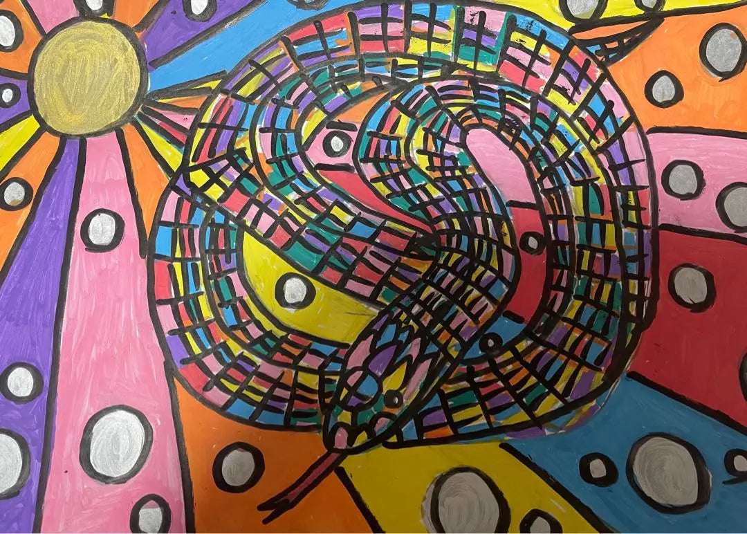 Picasso Snake A4 original picture that exploded art