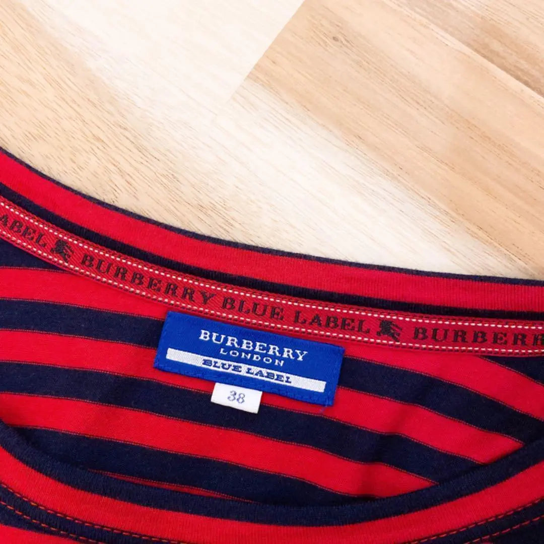 [Burberry Blue Label] Horse Big Logo Border Dress M Red x Black