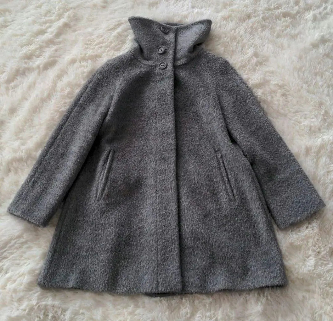 [Good condition] Max Mara Alpaca Shaggy Coat Teddy Bear Gray 38 L