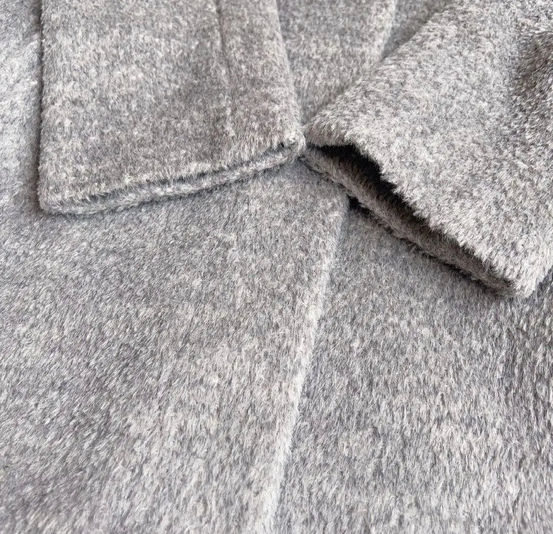 [Good condition] Max Mara Alpaca Shaggy Coat Teddy Bear Gray 38 L