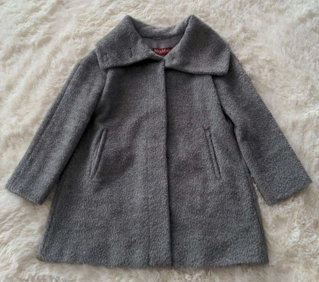 [Good condition] Max Mara Alpaca Shaggy Coat Teddy Bear Gray 38 L