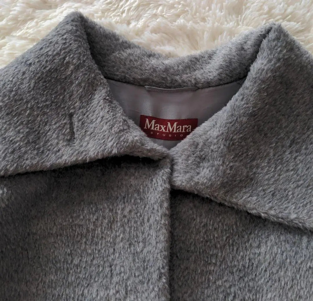 [Good condition] Max Mara Alpaca Shaggy Coat Teddy Bear Gray 38 L