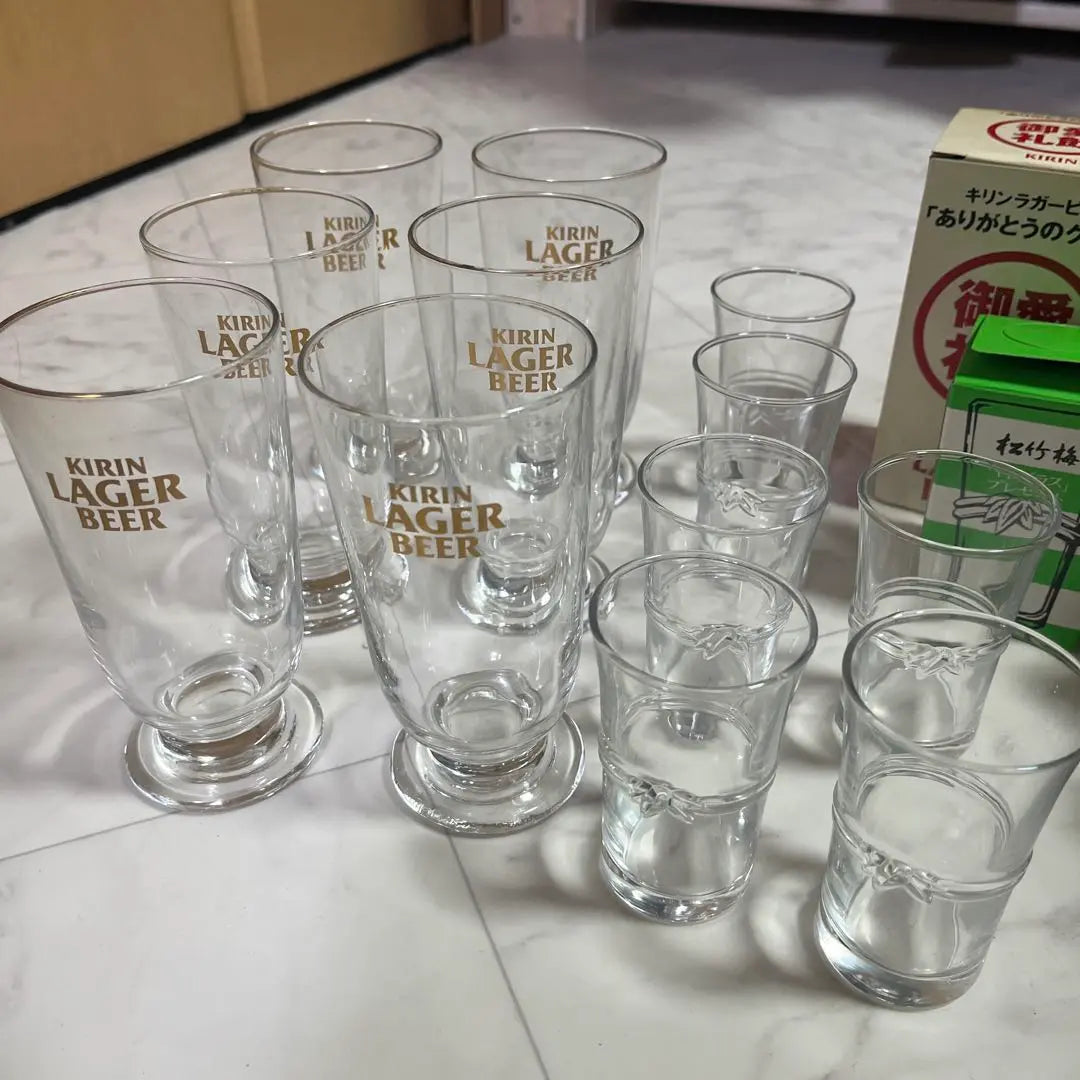 Showa Retro Kirin Beer Glass Cup Shot Glass Alcohol 12 pieces